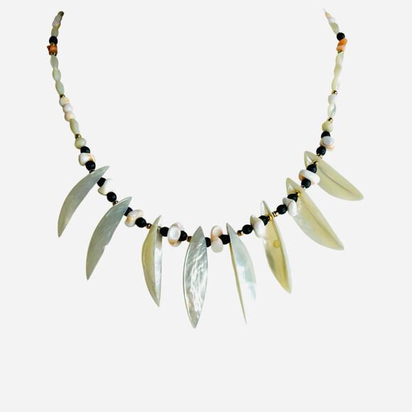 Vintage Abalone Shell Statement Necklace - Picture 1 of 5